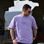 oversize purple t-shirt με στάμπα butterfly