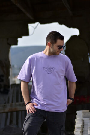 oversize purple t-shirt με στάμπα butterfly