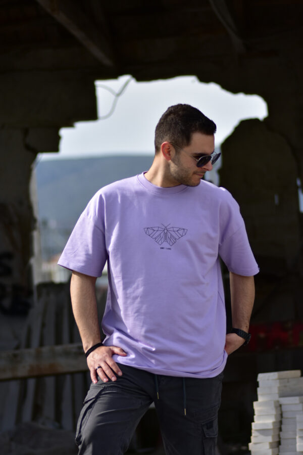 oversize purple t-shirt με στάμπα butterfly