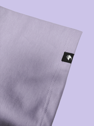 purple t-shirt logo badge