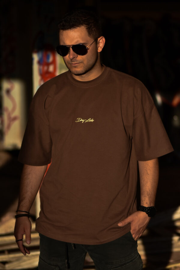 Oversized unisex καφέ μπλούζα με λογότυπο "Dry Lake"