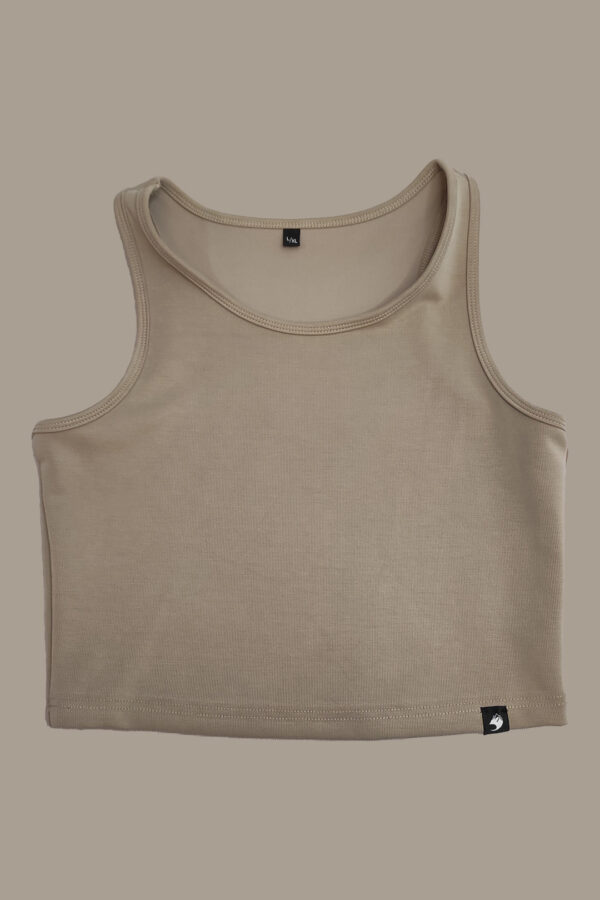 ριμπ ύφανση μπεζ ribbed cropped tank Drylake