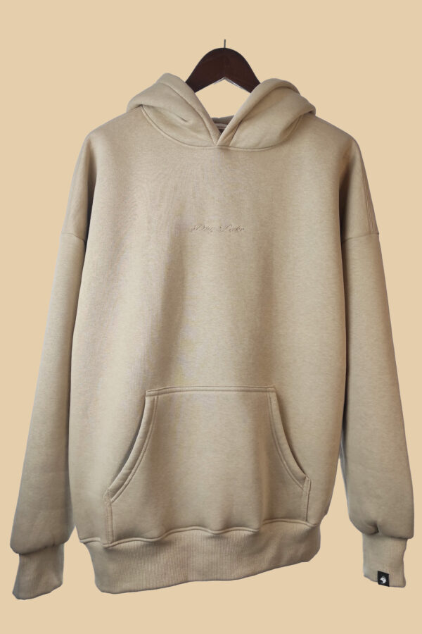 oversized beige hoodie Dry Lake με κουκούλα και κεντημένο logo premium beige unisex hoodie streetwear Dry Lake