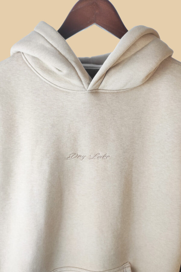 oversized beige hoodie Dry Lake με κουκούλα και κεντημένο logo premium beige unisex hoodie streetwear Dry Lake